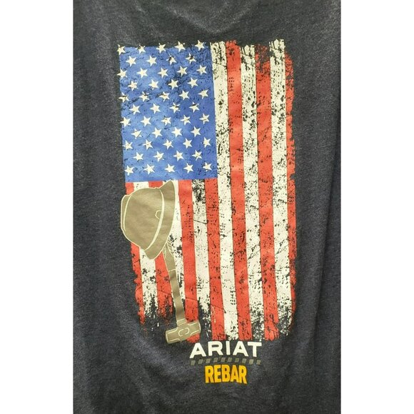 Ariat Rebar Cotton Strong S/S T-Shirt, Blue, American Grit Graphic, Large - Picture 1 of 9